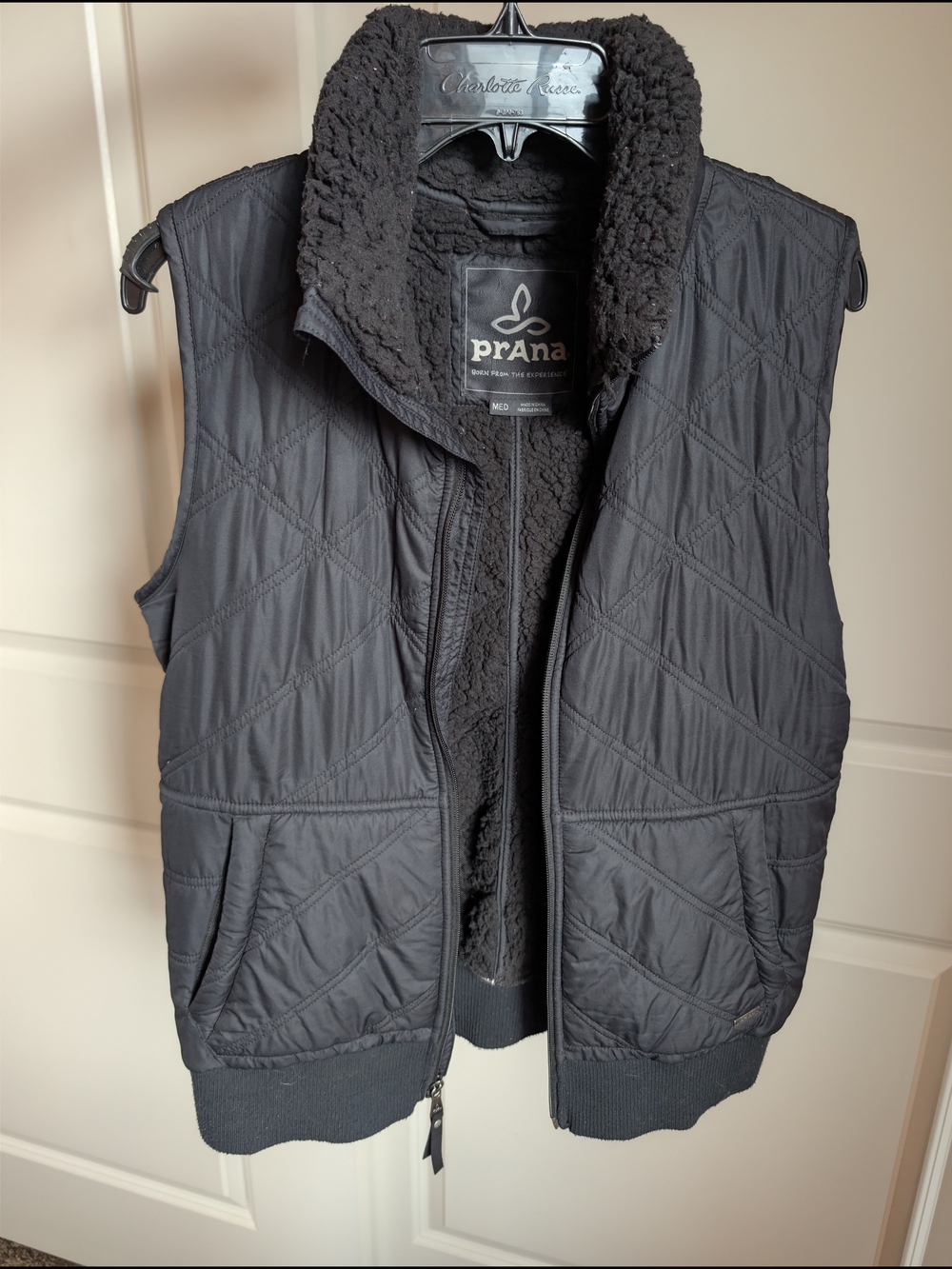 prAna Esla Quilted Sherpa-Lined Black Vest